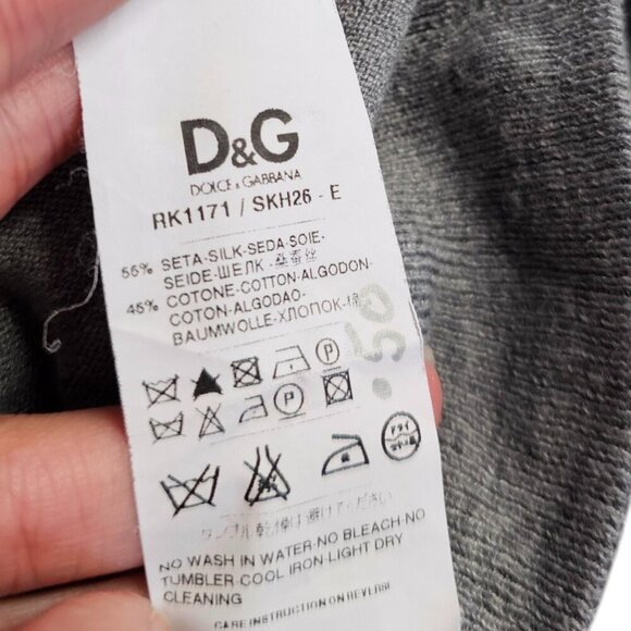 Dolce & Gabanna D&G Short Sleeve Silk Cotton Button Up Cardigan, Gray, 50 / US L - Picture 4 of 12